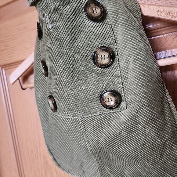 Woolrich Cotton Corduroy Green Dog Jacket Pea Coat w/Buttons Size M - Picture 3 of 7